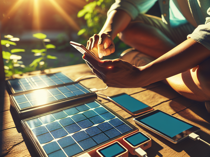 Solar Power Bank Charging Outdoors