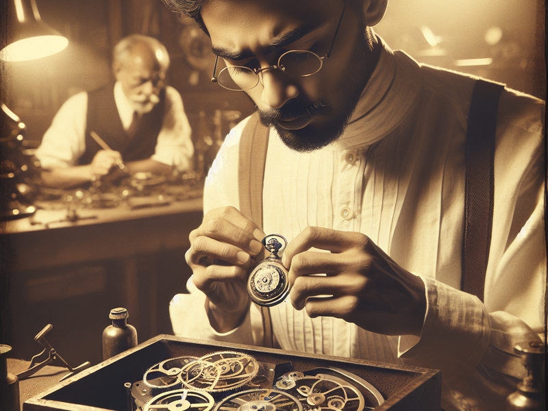 Watchmaker assembling a pocket watch